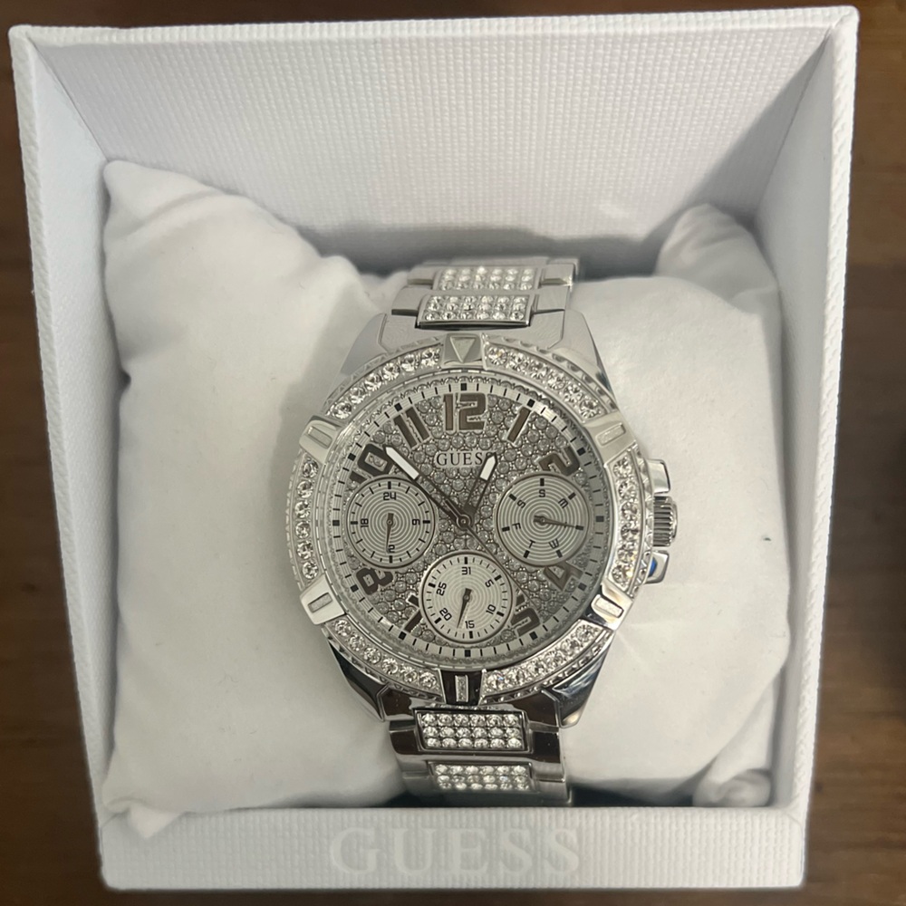 GUESS Silver Crystal-Embellished Watch